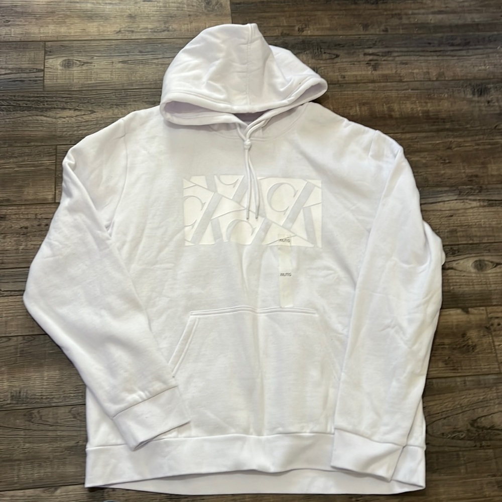 Men's Calvin Klein Hoodie Sz 2XL Relaxed Fit, French Terry White